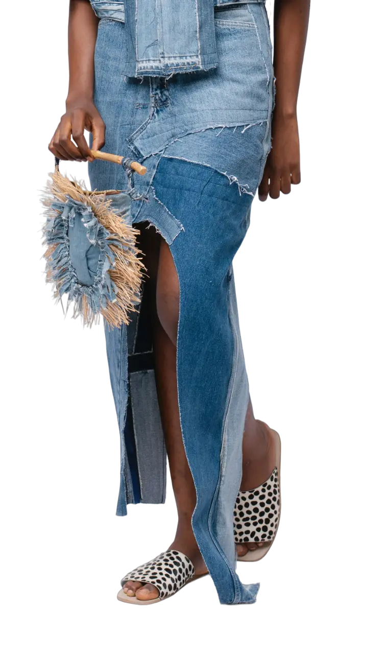 Cropped Halter Top - Denim